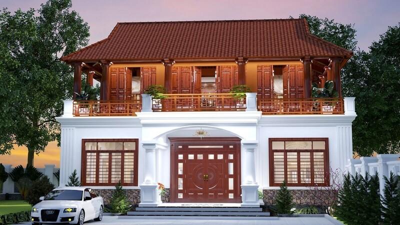 Mẫu nhà gỗ kết hợp nhiều vật liệu tạo nên điểm nhấn khác biệt và thu hút