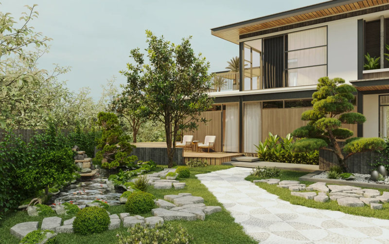 Nhà gỗ đẹp, hiện đại với tông màu sáng