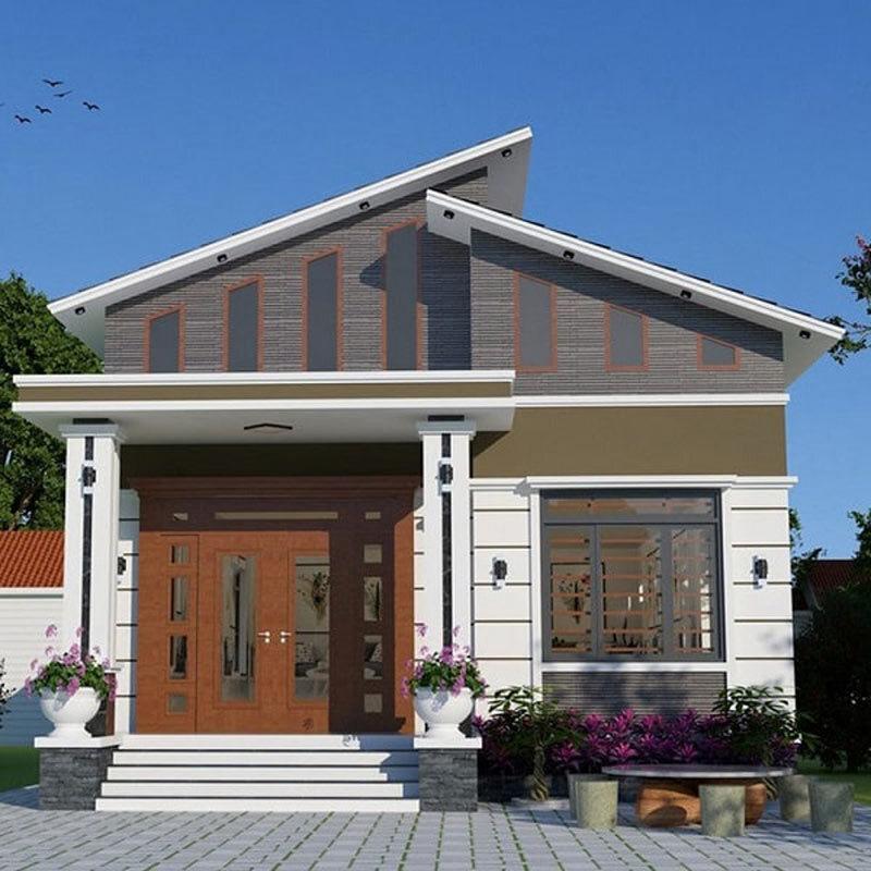 Mẫu nhà cấp 4 nông thôn 250 triệu mái lệch ấn tượng, phá cách
