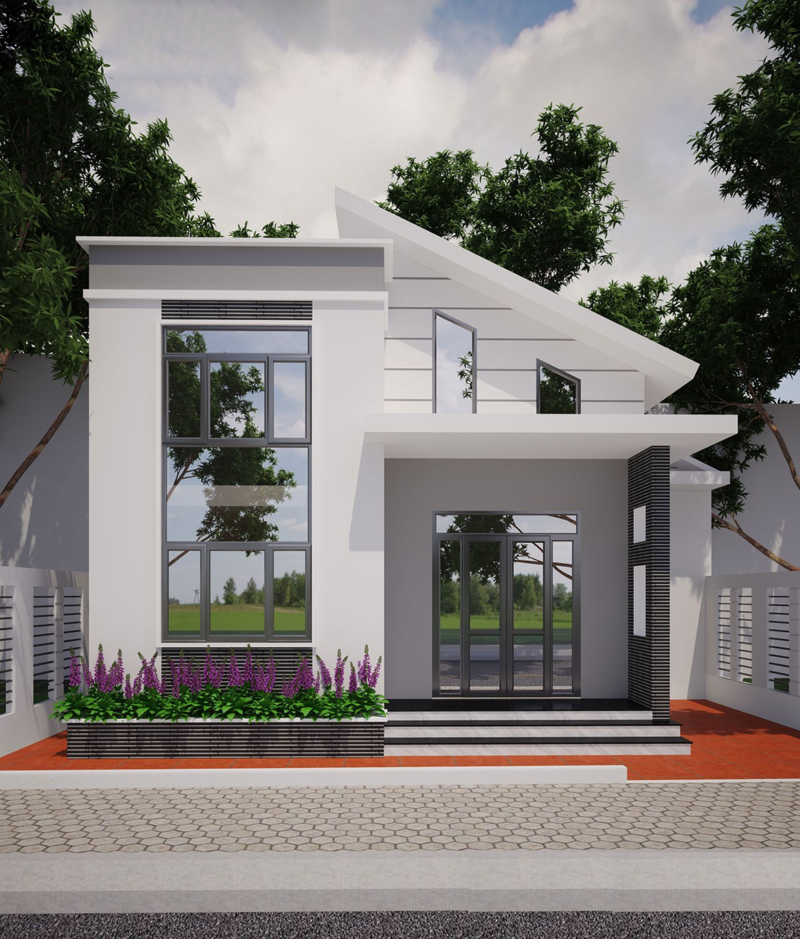 Mẫu nhà cấp 4 mái lệch 2 phòng ngủ tinh tế với nét đẹp tối giản