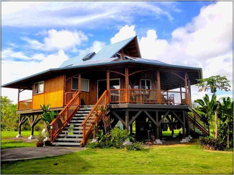 Nhà sàn bê tông 500 triệu đẹp, hiện đại, gần gũi thiên nhiên