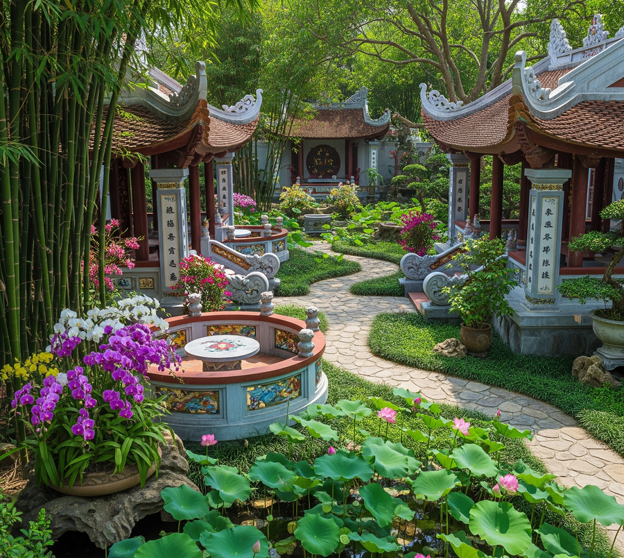 Mẫu thiết kế sân vườn đẹp, truyền thống theo phong cách Việt Nam