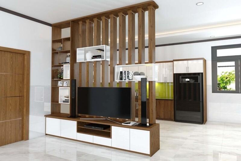 Vách ngăn phòng khách và bếp giúp giảm tiếng ồn và mùi từ phòng bếp vào phòng khách