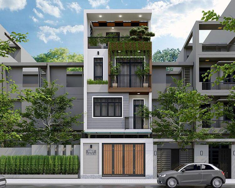 Mẫu nhà ống đẹp 3 tầng 4m có 1 tum giúp tăng thêm diện tích cho không gian