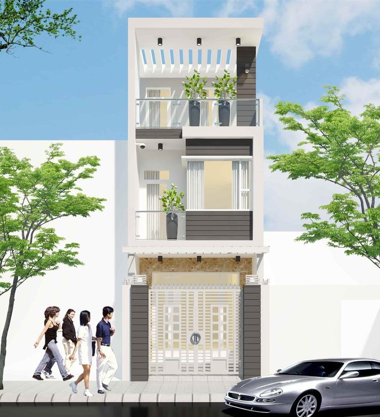 Mẫu nhà ống đẹp 3 tầng 4x10m đơn giản, mang lại không gian thoáng đãng