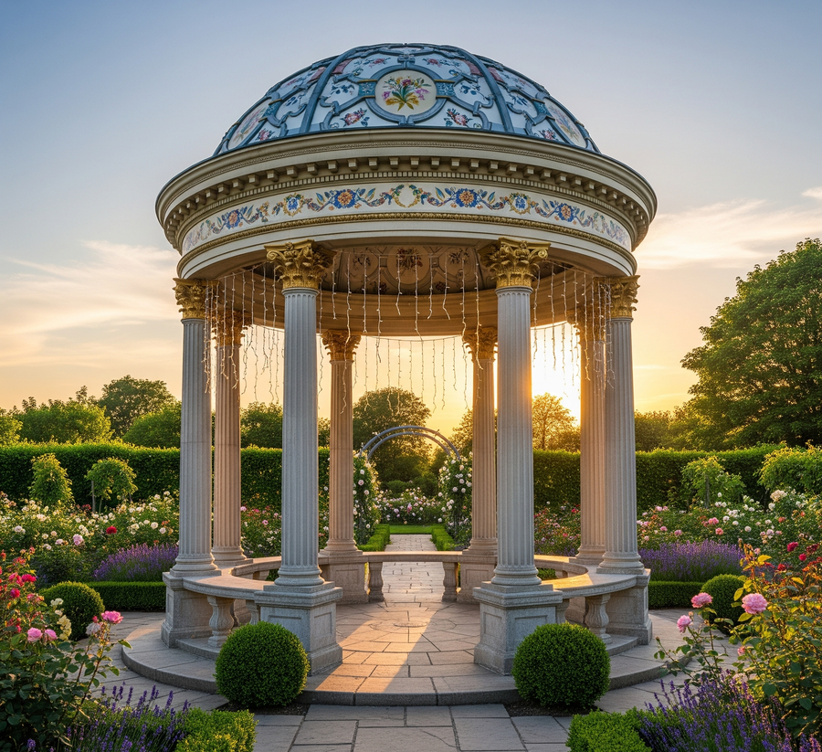 Nhà chòi sân vườn bằng bê tông đẹp, phong cách châu Âu