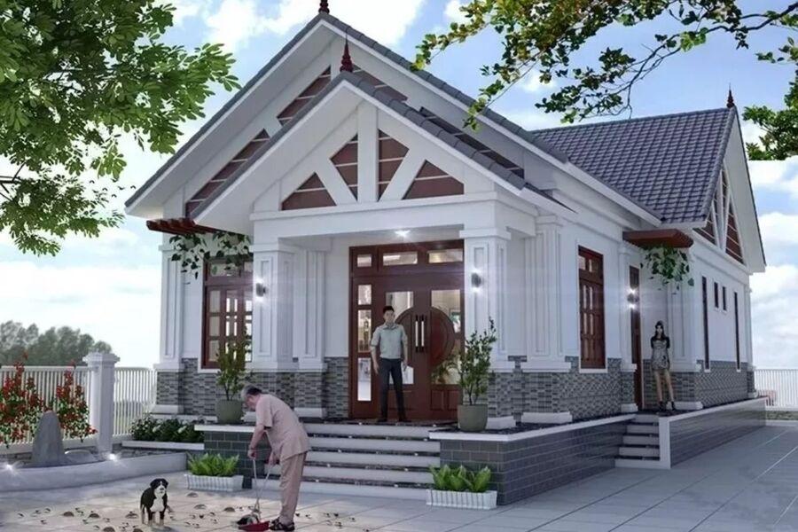 Nhà mái Thái 1 tầng với mặt tiền 8m nổi bật, hiện đại