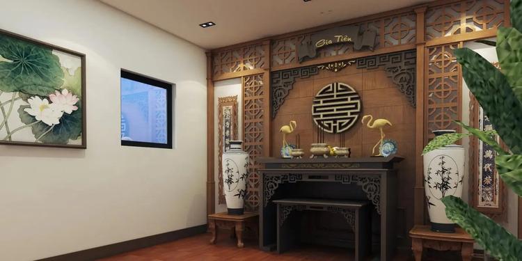 Vách ngăn phòng thờ trang trí bằng phào chỉ nghệ thuật