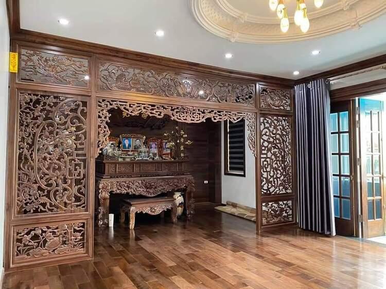 Vách ngăn phòng thờ truyền thống mang đậm bản sắc văn hóa