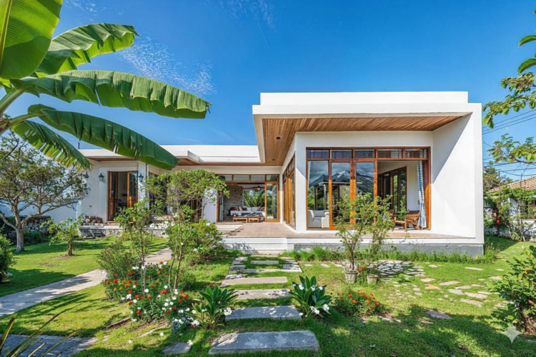 Mẫu nhà cấp 4 mái bằng chữ L 3 phòng ngủ 100m2 đẹp, sang trọng