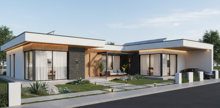 Mẫu nhà cấp 4 mái bằng chữ L 300 triệu đẹp, sang trọng, tiện nghi