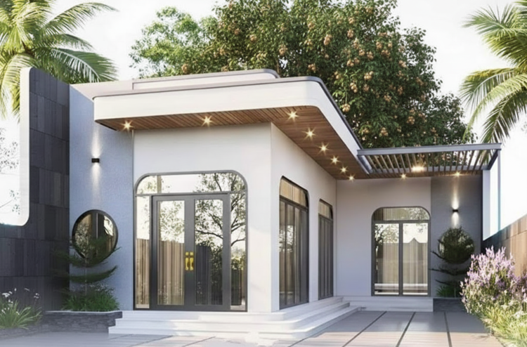 Nhà cấp 4 mái bằng chữ L thiết kế ấn tượng, độc đáo