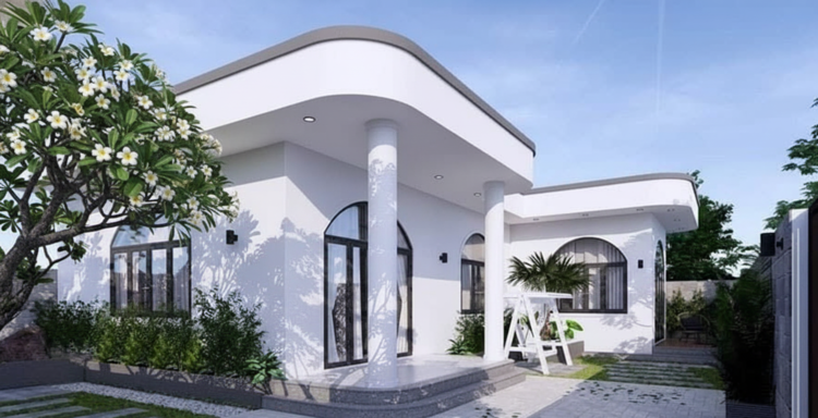 Nhà cấp 4 mái bằng chữ L thiết kế ấn tượng, rộng rãi