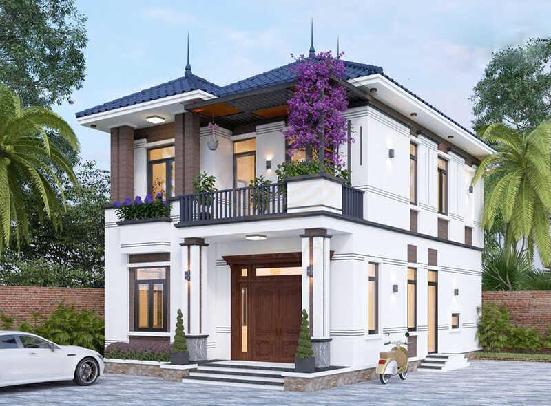 Mẫu nhà 2 tầng nông thôn 500 triệu kiểu nhà vườn không gian sống thoáng đãng