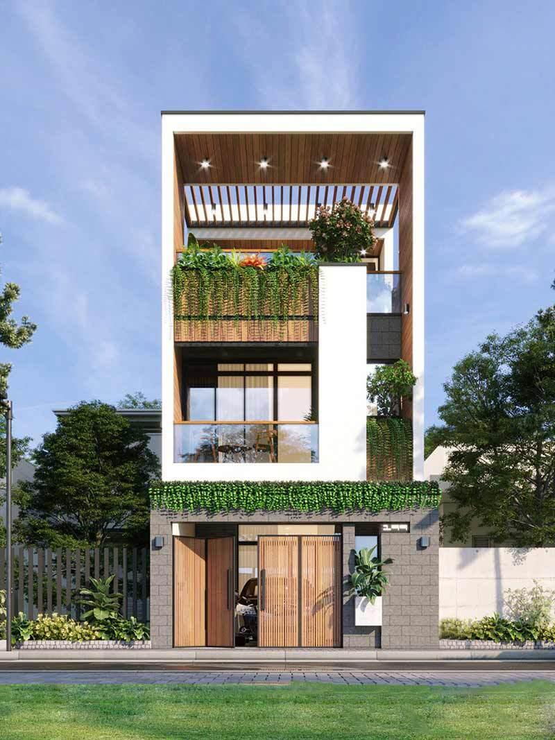 Mẫu nhà 2 tầng 1 tum nông thôn giá 500 triệu đẹp, kiến trúc hiện đại