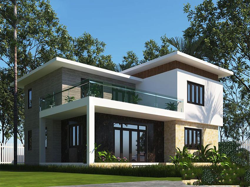 Mẫu nhà 2 tầng nông thôn 500 triệu không gian mở thiết kế đơn giản, hiện đại