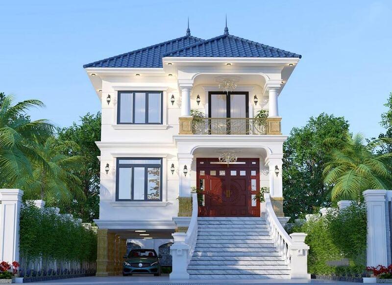 Mẫu biệt thự tân cổ điển 2 tầng với ngân sách 1 tỷ có tầng hầm đầy đủ, tiện nghi