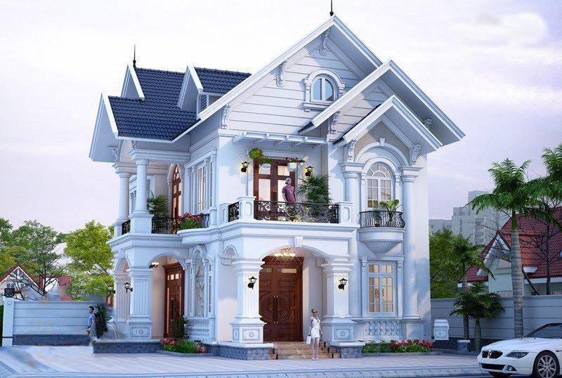 Mẫu nhà 2 tầng đẹp giá 1 tỷ kiểu biệt thự tân cổ điển tinh tế, thanh lịch