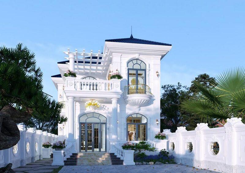 Mẫu biệt thự tân cổ điển 2 tầng 1 tỷ kiểu Pháp đẹp trang nhã và cân đối