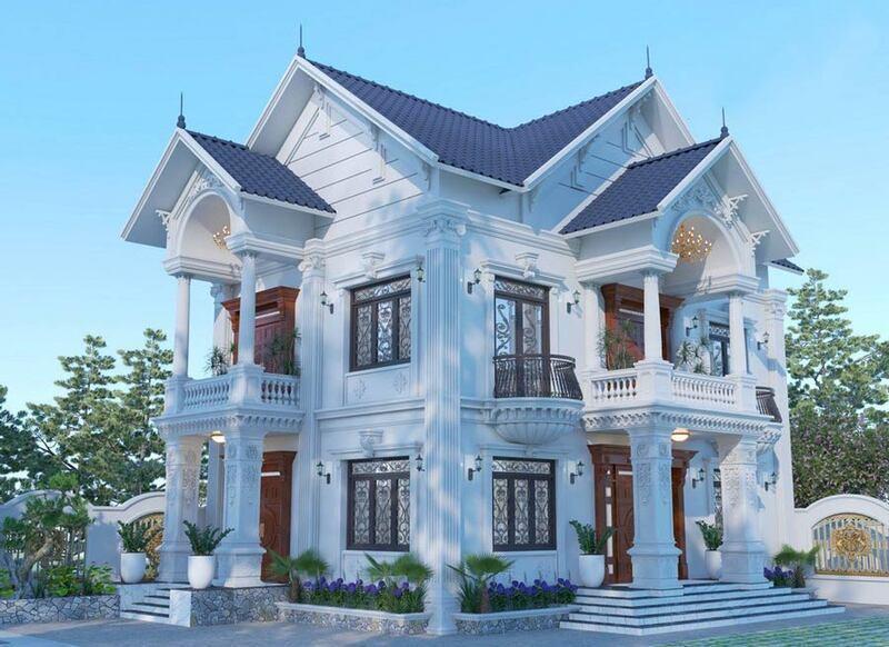 Mẫu biệt thự tân cổ điển 2 tầng 1 tỷ ở nông thôn hiện đại, tiện nghi cho gia đình