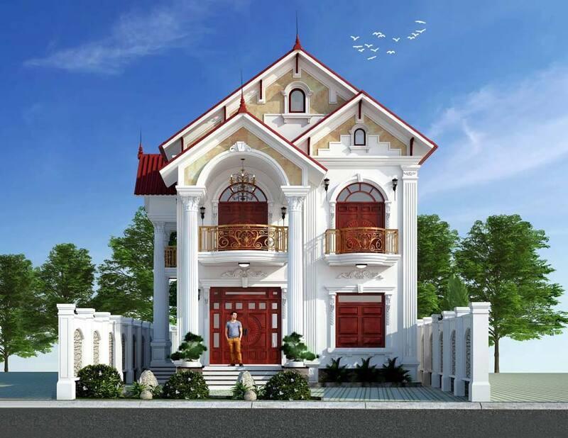 Mẫu thiết kế biệt thự tân cổ điển 2 tầng 1 tỷ đẹp, ấn tượng