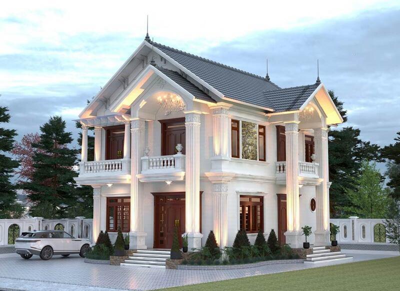 Mẫu nhà 2 tầng đẹp ở nông thôn thiết kế biệt thự bắt mắt, yên bình