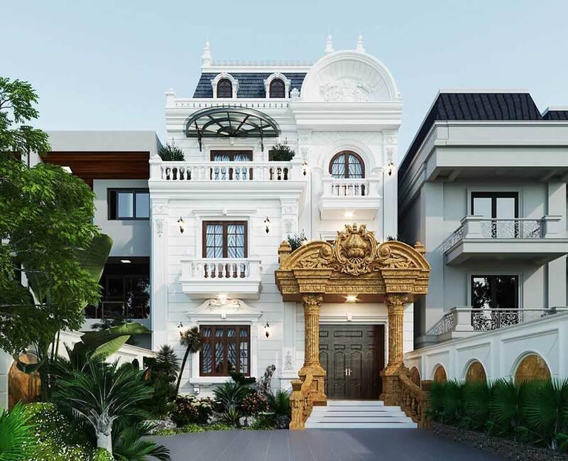 Mẫu biệt thự tân cổ điển 2 tầng 1 tỷ kiểu Pháp nguy nga lộng lẫy