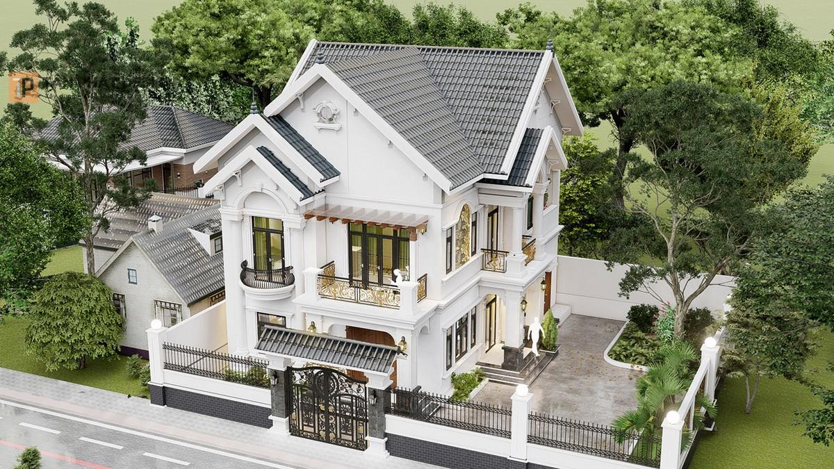 Biệt thự tân cổ điển 2 tầng 1 tỷ nổi bật với mặt tiền rộng lớn tạo sự sang trọng