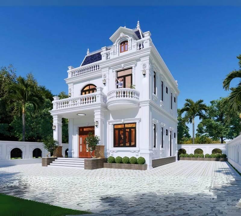 Mẫu biệt thự tân cổ điển 2 tầng 1 tỷ mái Mansard rộng rãi, bề thế