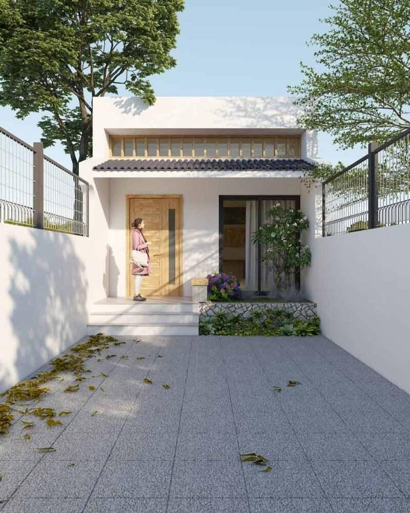 Mẫu nhà cấp 4 đẹp 5x20 mái tôn có ưu điểm về chi phí thi công thấp