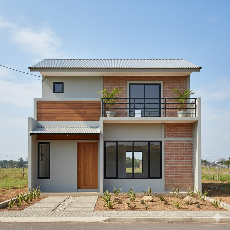 Mẫu nhà cấp 4 đẹp 5x20 mái tôn có gác lửng giúp tối ưu thêm không gian sống