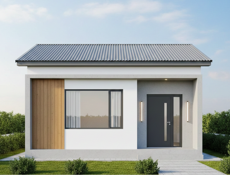 Mẫu nhà cấp 4 đẹp 5x20 mái tôn hiện đại, tối ưu không gian