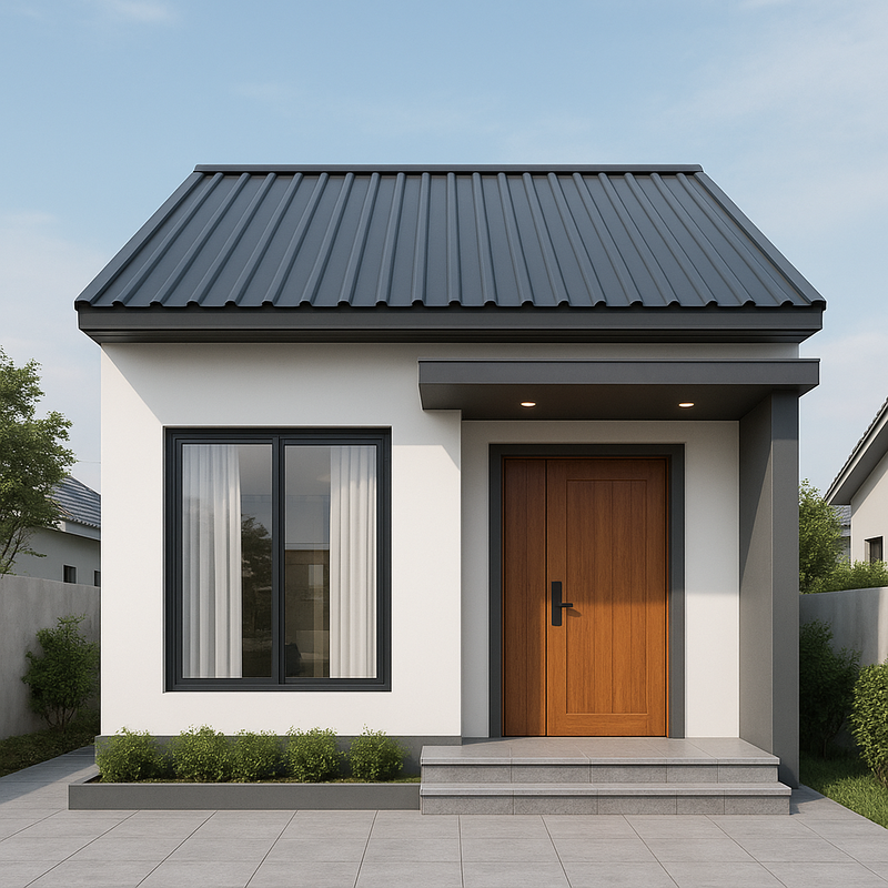 Mẫu nhà cấp 4 đẹp 5x20 mái tôn hiện đại, cho gia đình trẻ