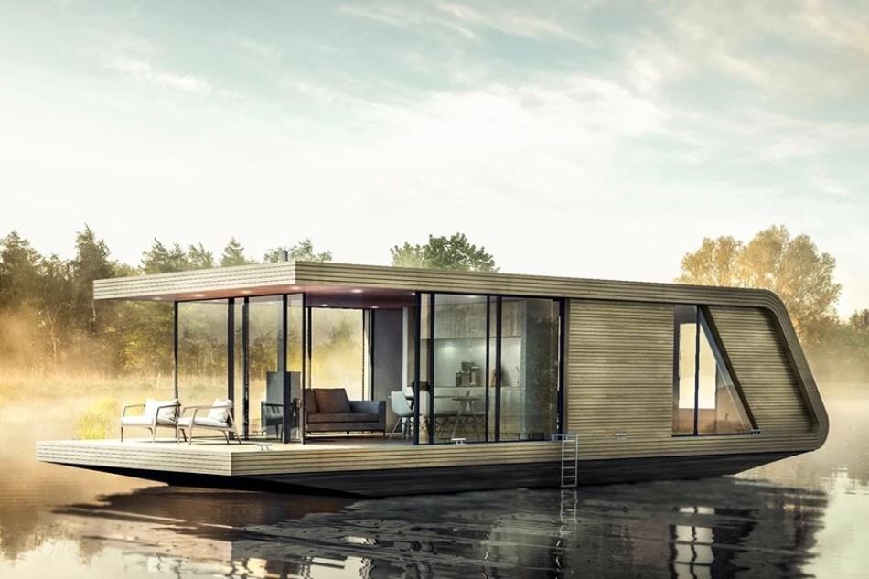 Mẫu nhà lắp ghép trên mặt nước hiện đại, thoáng đãng