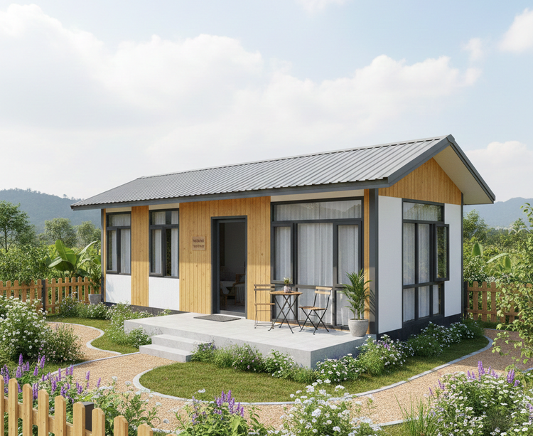 Mẫu nhà lắp ghép giá 200 triệu có sân vườn đẹp, gần gũi với thiên nhiên