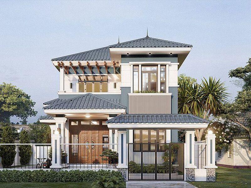 Mẫu nhà 2 tầng nông thôn 500 triệu mái Nhật hiện đại, tinh tế