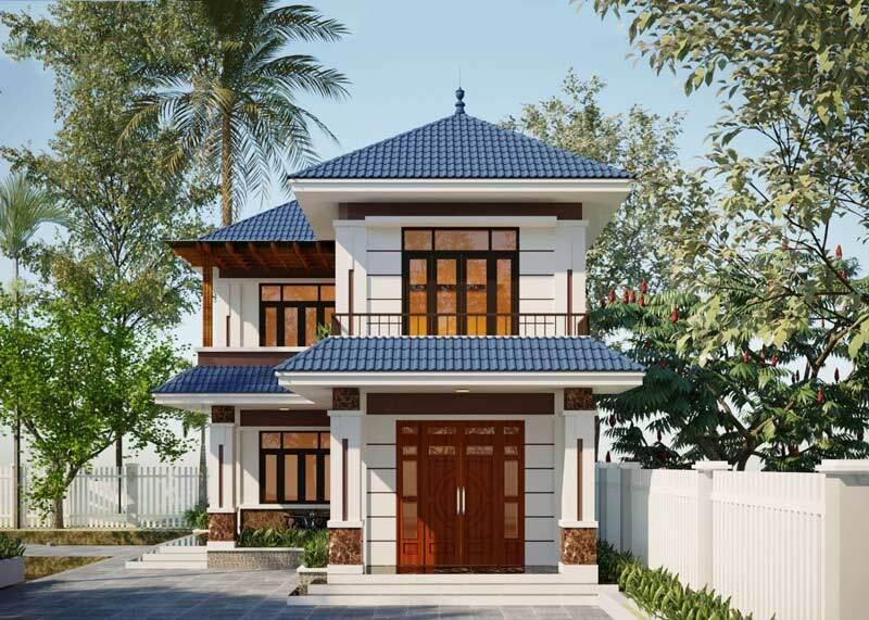 Mẫu nhà 2 tầng nông thôn 500 triệu chữ L giúp tận dụng diện tích đất hiệu quả