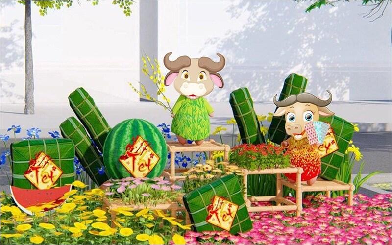 Mẫu Trang trí Tết cổ truyền 2026 ở trường mẫu giáo với đồ handmade