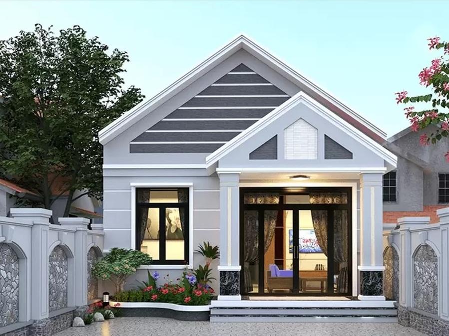 Mẫu trang trí mặt tiền nhà cấp 4 mái Thái 5x20 đẹp, cao ráo, thông thoáng