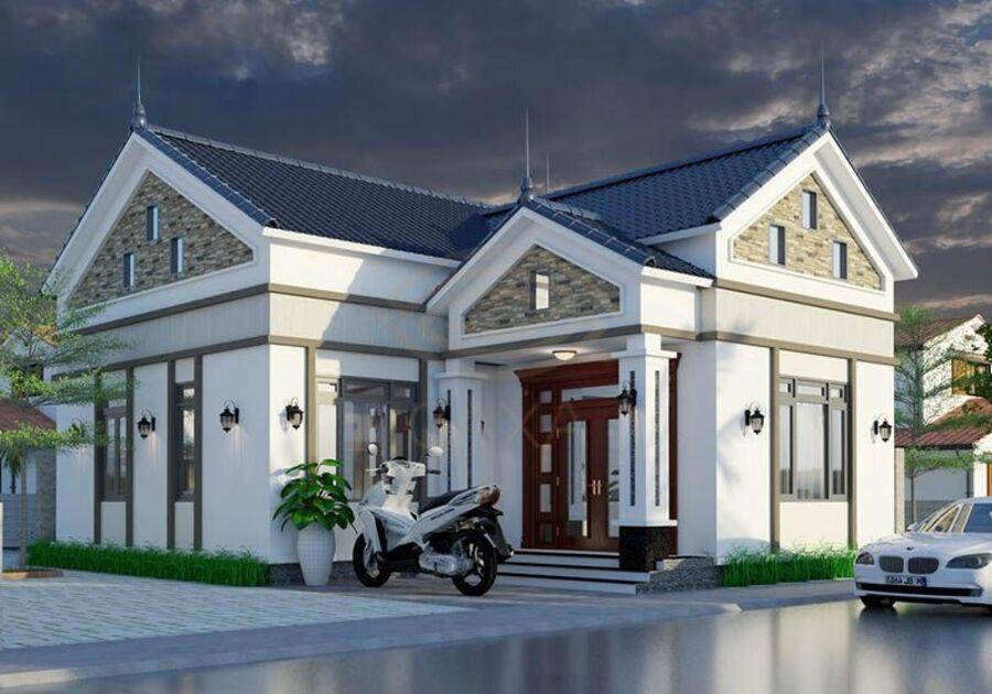Mẫu xây nhà 500 triệu ở nông thôn đẹp với mặt tiền rộng lớn