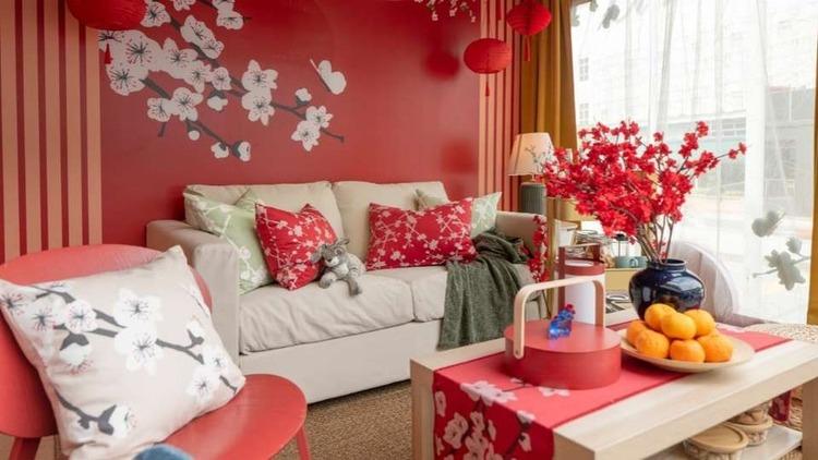Những lưu ý khi trang trí Tết giúp phòng khách trở nên gọn gàng và hài hòa hơn