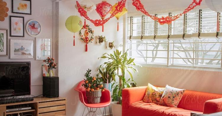 Góc phòng khách trang trí Tết với cây cảnh mang lại sinh khí và tài lộc đầu năm