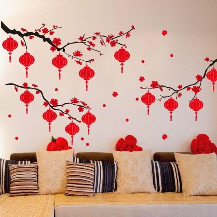 Trang trí tường phòng khách ngày Tết tạo điểm nhấn nhẹ nhàng, tinh tế