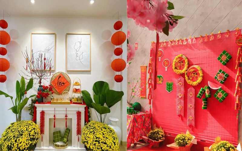 Mẫu trang trí Tết cổ truyền kết hợp truyền thống và hiện đại