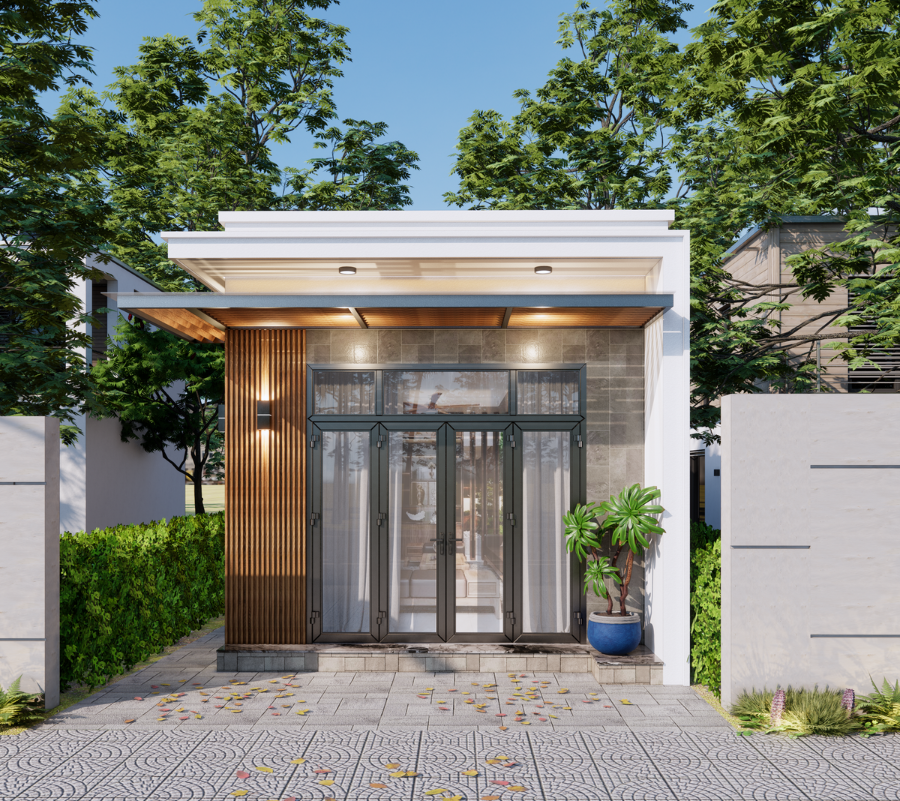 Mặt tiền nhà cấp 4 đẹp hiện đại là phần chính diện của ngôi nhà