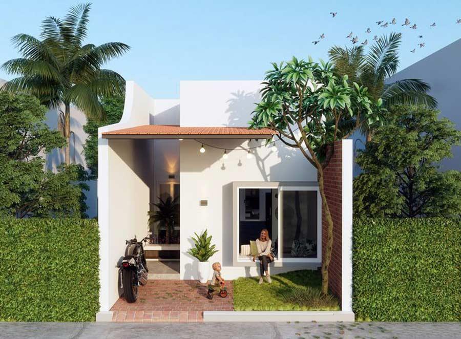 Mẫu nhà cấp 4 đẹp giá rẻ 100 triệu có sân vườn đẹp, hài hòa với thiên nhiên