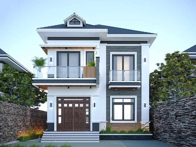 Mẫu nhà mái Nhật 2 tầng kiểu mái ngói dốc đẹp, tinh tế với độ dốc vừa phải