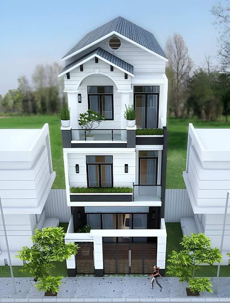 Mẫu nhà mái Thái 3 tầng đẹp, hiện đại, thanh lịch