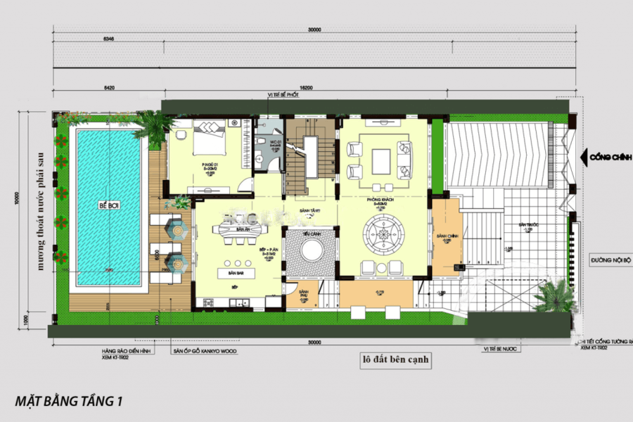 Bản vẽ thiết kế công năng nhà cấp 4 có hồ bơi mà bạn có thể tham khảo
