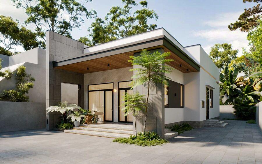 Mẫu nhà cấp bốn mái bằng đẹp, tối ưu ánh sáng và thông gió